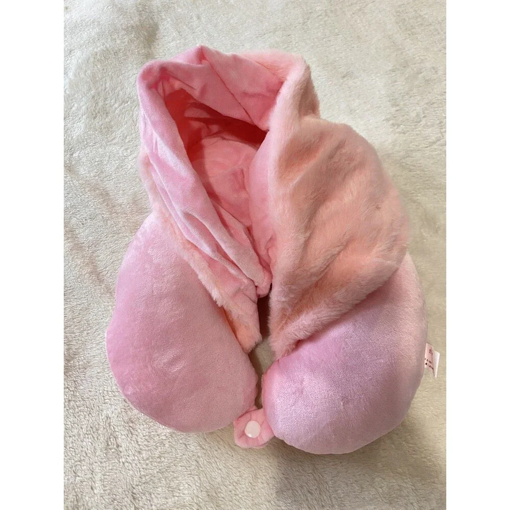 Sanrio My Melody Hooded Travel Neck Pillow Convertible Plush Pink Cute Kawaii